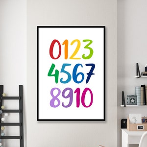 Numbers From 0 To 10 Printable Wall Art, Rainbow Numbers Nursery Decor, Kids Room Decor, Classroom Decor, Printable Kids Gift