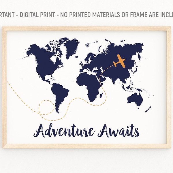 Adventure Awaits World Map Wall Decal by Urban Walls