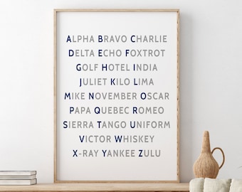 NATO Phonetic Alphabet Art, Aviation Decor, Pilot Gift, Airplane Wall Art, Airplane Decor, Boys Room Decor, Printable Kids Gift