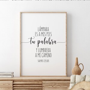 Lámpara Es A Mis Pies Tu Palabra, Y Lumbrera A Mi Camino, Salmos 119:105, Versículo De La Biblia En Español, Arte De La Pared De Las Escrituras, Cita De La Biblia