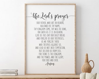 Our Father Who Art In Heaven Hallowed Be Thy Name, The Lord's Prayer, Bible Verse Printable Art, Scripture, Bible Quote, Christian Decor