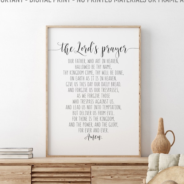 Our Father Who Art In Heaven Hallowed Be Thy Name, The Lord's Prayer, Bible Verse Printable Art, Scripture, Bible Quote, Christian Decor