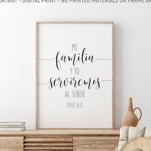 Mi Familia Y Yo Serviremos Al Señor. Josué 24:15, Versículo de la Biblia en español, Arte mural de las Escrituras, Cita de la Biblia, Regalo católico imprimible
