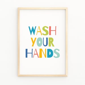Wash Your Hands, Bathroom Printable Decor, Nursery Bathroom Decor, Bathroom Wall Art, Wash Your Hands Poster, Printable Kids Gift