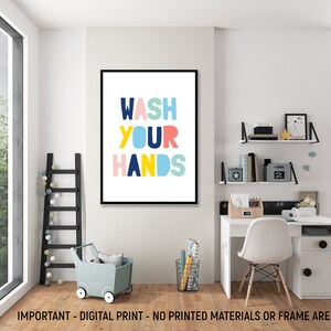 Wash Your Hands, Bathroom Printable, Nursery Bathroom Decor, Bathroom ...