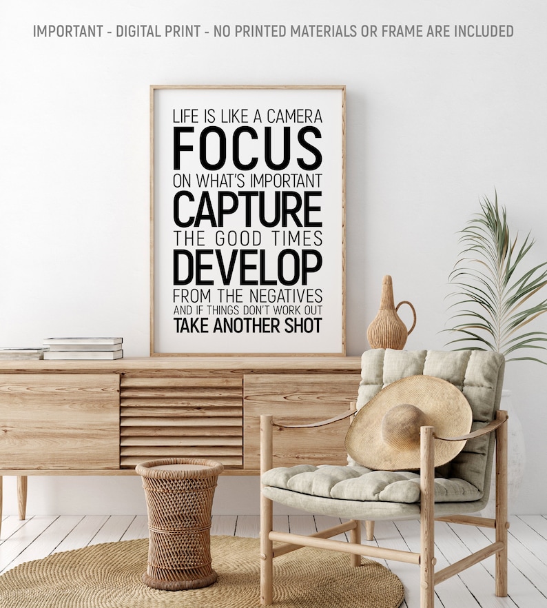 Life is Like A Camera Wall Art Inspirational Quote Office Etsy