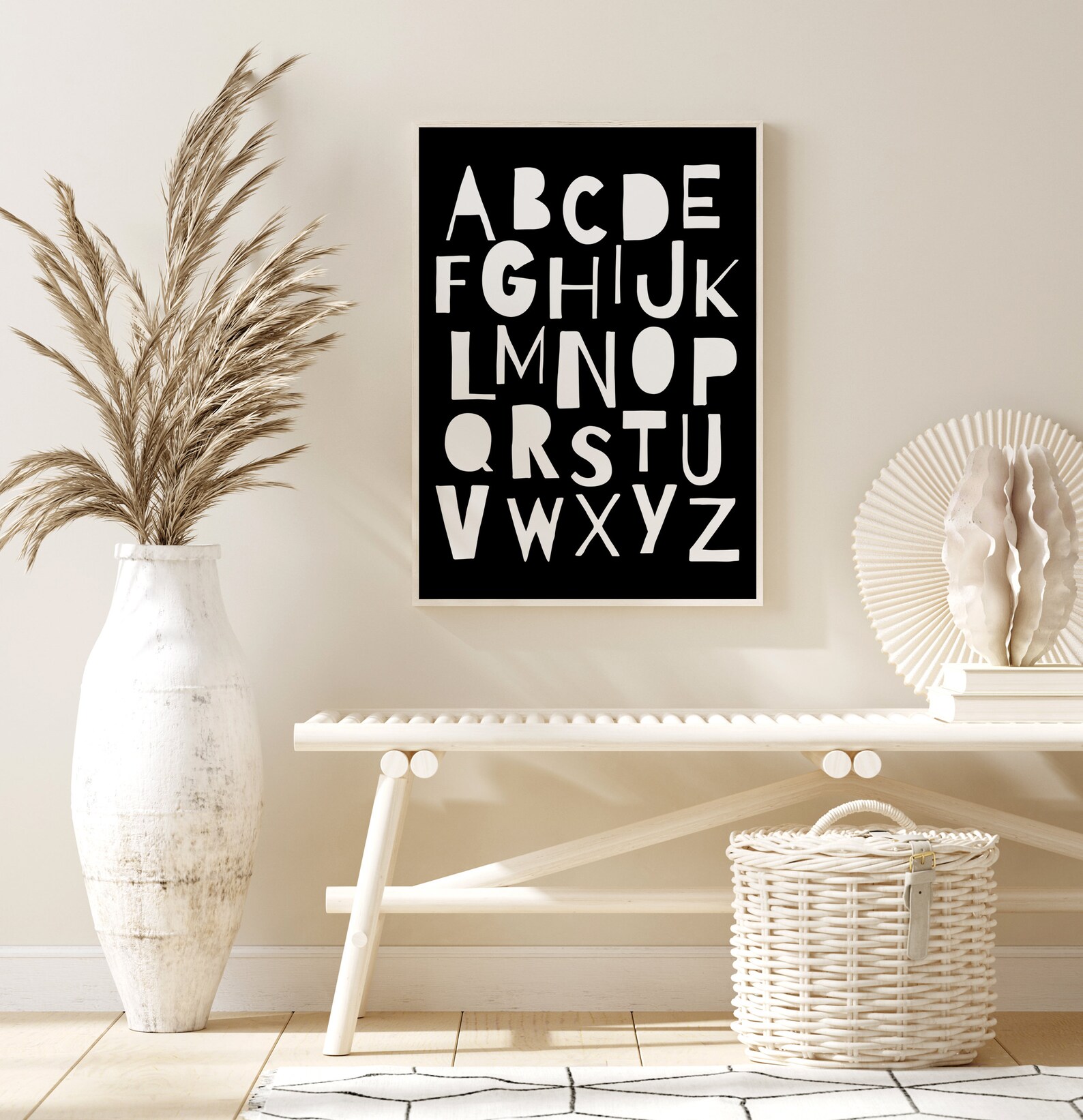 Alphabet Wall Art Nursery Printable Kids Room Decor Black Etsy