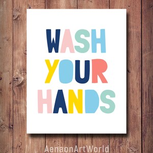 Wash Your Hands, Bathroom Printable, Nursery Bathroom Decor, Bathroom ...