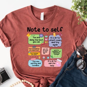 Note To Self Shirt, Retro Motivational Shirt, Positive Vibes Gift, Be Yourself Shirt, Mental Health Awareness Shirt, Gifts For Her