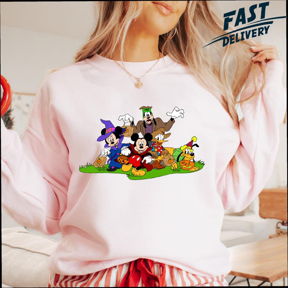 Disney Halloween 2024 Sweatshirt, Mickey Minnie And Friends Halloween Sweatshirt, Halloween Party Hoodies, Disney Halloween Sweatshirt Teeshirtsummer