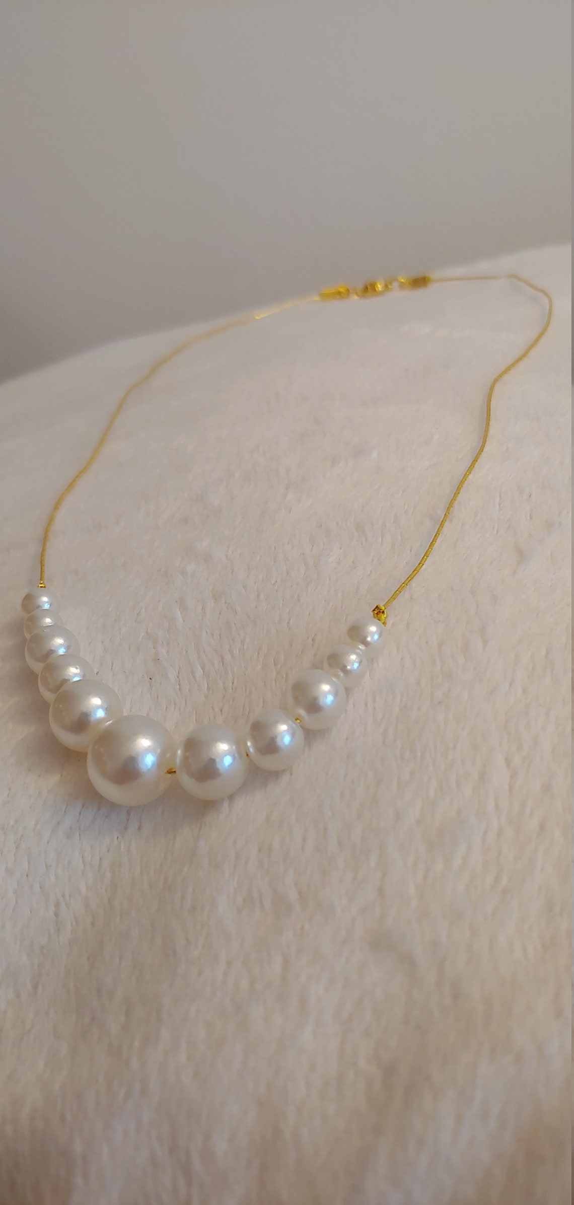 Golden Thread Pearl Necklace Etsy