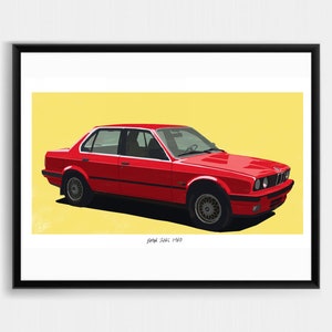 BMW 318i 1989 ***Digital Download with High Quality PDF file, BMP Image, and Artist Certification of Authenticity***
