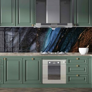 Dosseret en verre trempé, Recouvrement d'évier de cuisine, Crédence en carreau, Cache arrière de cuisinière, Protecteur mural de cuisine, Planche à découper en verre, Protection de cuisinière