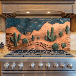 Dosseret en verre trempé, Recouvrement d'évier de cuisine, Crédence en carrelage, Cache arrière de poêle, Protecteur mural de cuisine, Dosseret de poêle, Art mural en verre