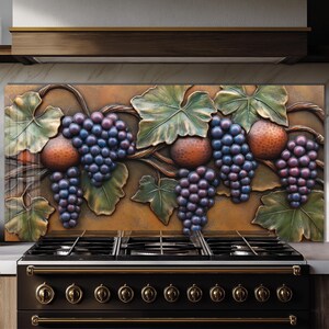 Dosseret en verre trempé, Recouvrement d'évier de cuisine, Crédence en carrelage, Cache arrière de poêle, Protecteur mural de cuisine, Dosseret de poêle, Art mural en verre