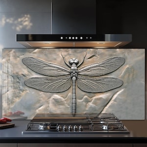 Dosseret en verre trempé, Recouvrement d'évier de cuisine, Crédence en carrelage, Cache arrière de poêle, Protecteur mural de cuisine, Dosseret de poêle, Art mural en verre
