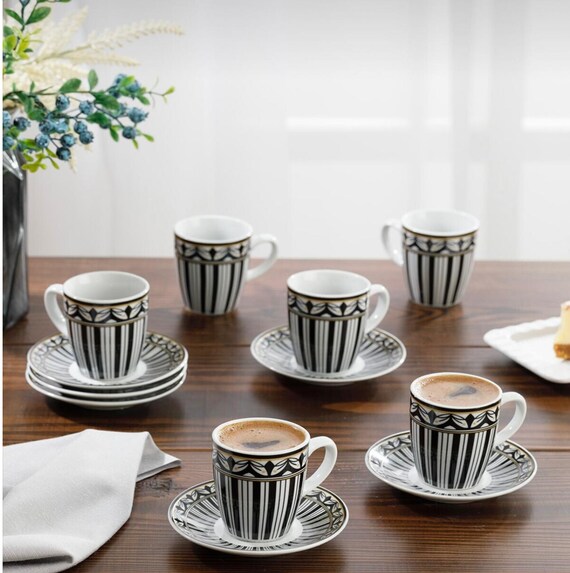 3oz Unique Espresso Cups Set for 6 Porcelain Coffee Set Etsy