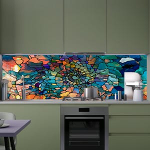 Dosseret en verre trempé, Recouvrement d'évier de cuisine, Crédence en carreau, Cache arrière de cuisinière, Protecteur mural de cuisine, Planche à découper en verre, Protection de cuisinière