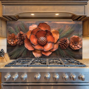 Dosseret en verre trempé, Recouvrement d'évier de cuisine, Crédence en carrelage, Cache arrière de poêle, Protecteur mural de cuisine, Dosseret de poêle, Art mural en verre