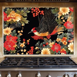 Dosseret en verre trempé, Recouvrement d'évier de cuisine, Crédence en carrelage, Cache arrière de poêle, Protecteur mural de cuisine, Dosseret de poêle, Art mural en verre