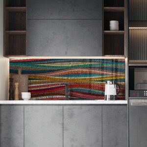 Dosseret en verre trempé, Recouvrement d'évier de cuisine, Crédence en carreau, Cache arrière de cuisinière, Protecteur mural de cuisine, Planche à découper en verre, Protection de cuisinière