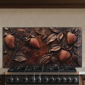 Dosseret en verre trempé, Recouvrement d'évier de cuisine, Crédence en carrelage, Cache arrière de poêle, Protecteur mural de cuisine, Dosseret de poêle, Art mural en verre