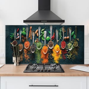 Dosseret en verre trempé, Recouvrement d'évier de cuisine, Crédence en carreau, Cache arrière de cuisinière, Protecteur mural de cuisine, Planche à découper en verre, Protection de cuisinière