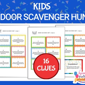 Home Scavenger Hunt For Kids, Indoor Scavenger Hunt, Treasure Hunt Clues, Children&#39;s Treasure Hunt, Printable Scavenger Hunt, Party Game