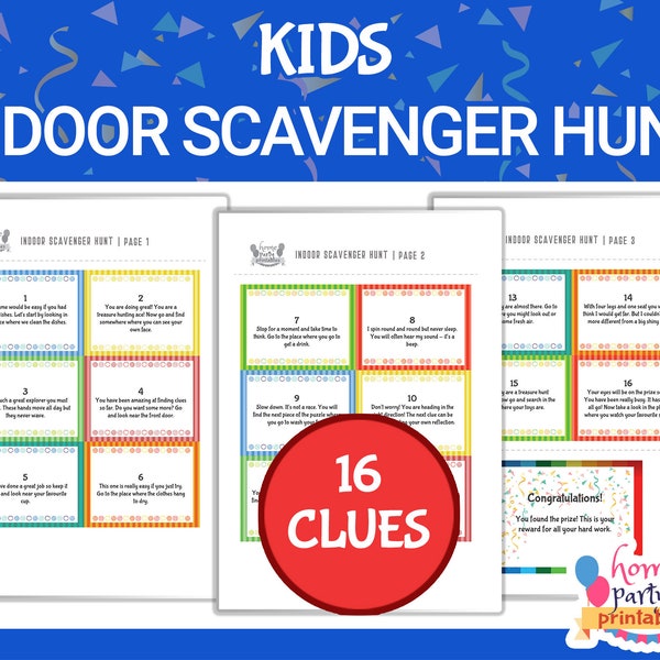 Home Scavenger Hunt For Kids, Indoor Scavenger Hunt, Treasure Hunt Clues, Children's Treasure Hunt, Printable Scavenger Hunt, Party Game