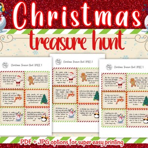 Christmas Treasure Hunt, Christmas Scavenger Hunt Clues Printable - Etsy