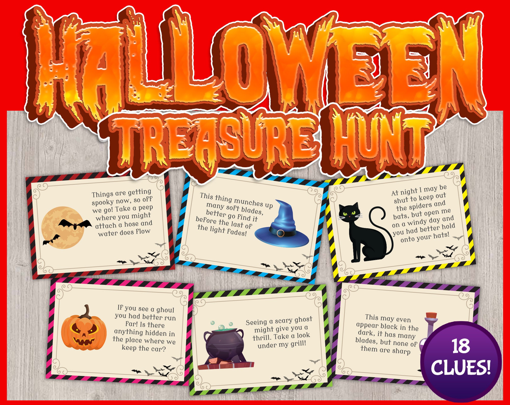 Pistas para la búsqueda del tesoro de Halloween, búsqueda del tesoro de Halloween