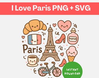 Torre Eiffel de París, clipart PNG SVG (descarga digital)