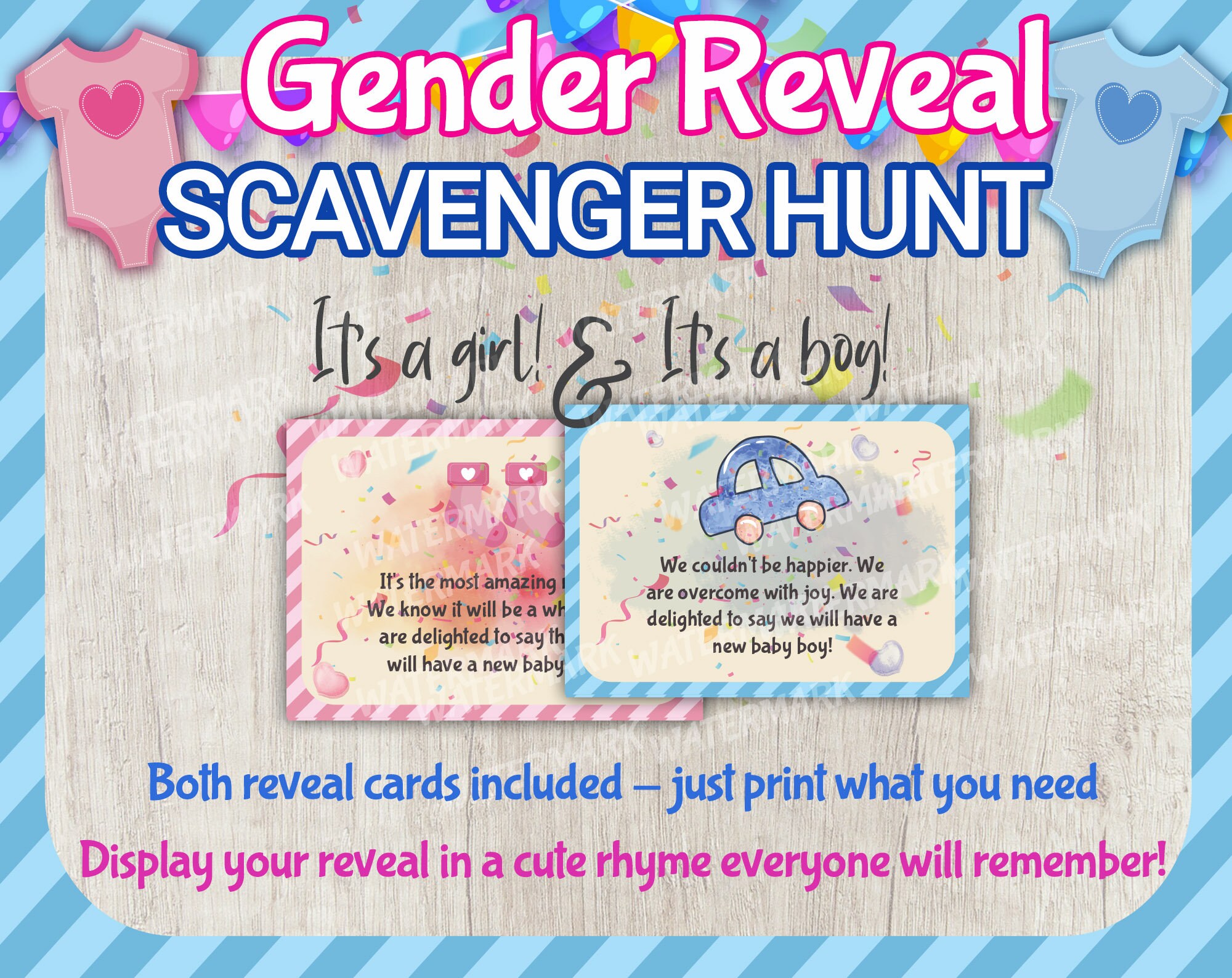 Gender Reveal Scavenger Hunt Gender Reveal Treasure Hunt | Etsy