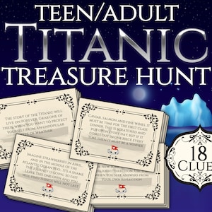 TITANIC Treasure Hunt Clues, Titanic Party, Titanic Party Spiele, Schatzsuche für Teenager und Erwachsene, Titanic Spiele