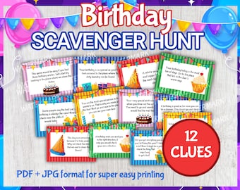 Birthday Treasure Hunt, Treasure Hunt Clues, Birthday Party Printable