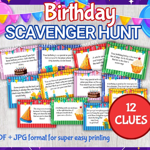 Birthday Scavenger Hunt Birthday Party Game Party Games for - Etsy