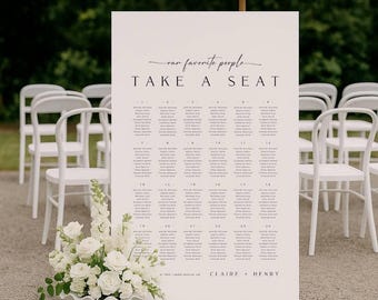 CLAIRE Minimalist Wedding Seating Chart Template Download, Printable Seating Plan Board, Our Favorite People Sign, Wedding Reception Signage
