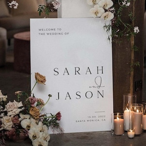 SARAH Minimalistisches Hochzeit Willkommensschild Vorlage Download, Modernes Hochzeit Willkommensschild, druckbares Hochzeitsposter, Hochzeitsschild