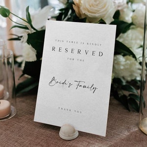 Plantilla para letrero de mesa reservada para boda de CHRISTINE, plantilla para letrero de mesa reservada minimalista y elegante, letrero de mesa reservada para boda imprimible