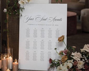 Classic Wedding Seating Chart Template, Printable Elegant Seating Arrangement Sign, Digital Download