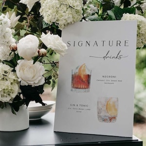 CLAIRE Signature Cocktails Schild Vorlage Download, Signature Getränkekarte Hochzeit, Bar Karte Hochzeit, Signature Getränkekarte, Signature Getränkekarte