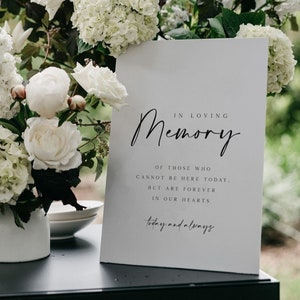 CHRISTINE Wedding Memorial Sign Template, Printable In Loving Memory Sign, Minimal Modern Wedding Sign, Editable In Memory Sign For Wedding