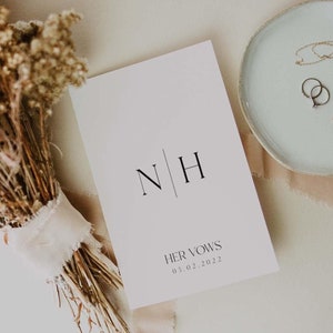 Plantillas para descargar libros de votos matrimoniales, libros de votos para él y para ella para imprimir, juego de 2 libros de votos, libros de votos con monogramas minimalistas, libros de votos modernos