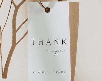 CLAIRE Minimalist Favor Tag Template Download, Wedding Favor Tag Template, Printable Favor Tag, Modern Thank You Tag, Instant Download