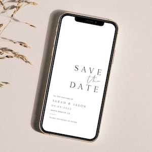 Plantilla minimalista de invitación para boda de SARAH en Evite, descarga de plantilla digital, invitación electrónica, invitación moderna