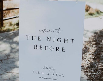 ELLIE Minimal Rehearsal Dinner Welcome Sign Template Download, The Night Before Welcome Sign Template, Elegant Wedding Rehearsal Dinner Sign
