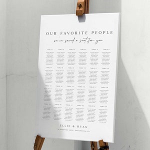 ELLIE Wedding Seating Chart Template, Minimal Modern Seating Chart Tamplate Download, Wedding Seating Chart Poster, Our Favorite People Sign