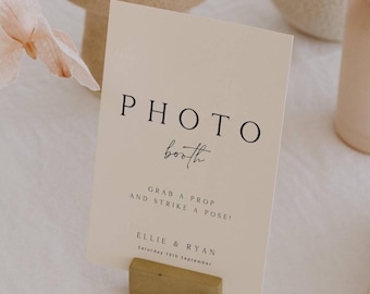 ELLIE Wedding Photo Booth Sign – Minimalist Editable Template – Printable Wedding Sign – Instant Download