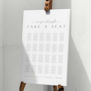 CLAIRE Wedding Seating Chart Template, Minimal Modern Seating Chart Tamplate Download, Wedding Seating Chart Poster, Our Favorite People