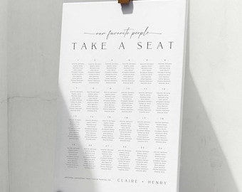 CLAIRE Wedding Seating Chart Template, Minimal Modern Seating Chart Tamplate Download, Wedding Seating Chart Poster, Our Favorite People